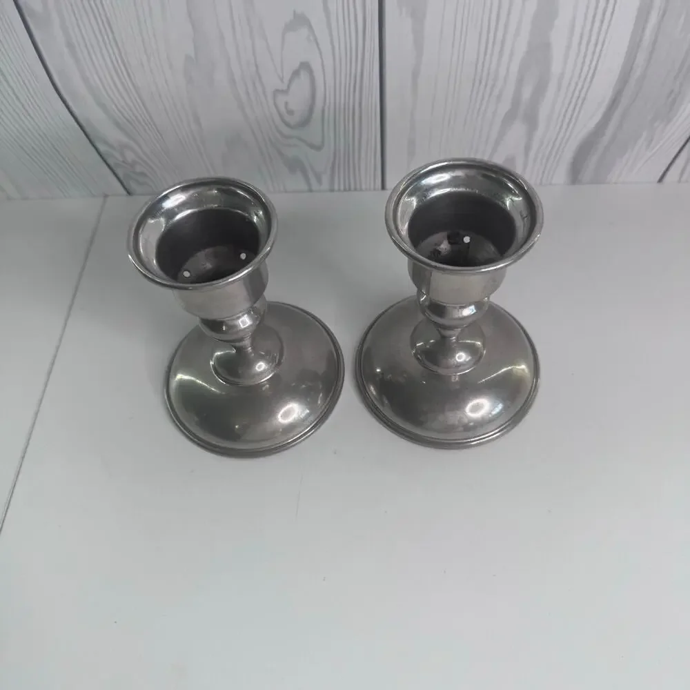 Vintage Hanle ATC Pewter Candle Stick Holders American Weighted ATC Set of 2